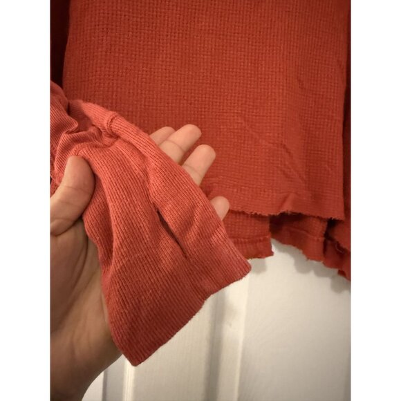 Free People We The Free Catalina Orange Oversized Thermal Long Sleeve Top boho - Picture 3 of 9